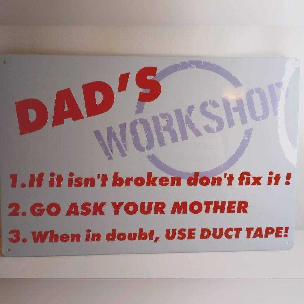 Dads Workshop Metal tin sign man cave home decor Holiday Gift humor